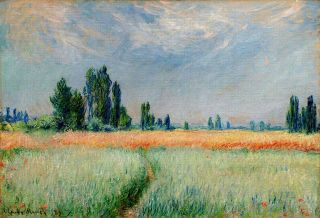 Vintage Painting Art Claude Monet Artwork Wheat Field Poster Canvas Framed