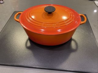 Le Creuset Cast Iron 6 3/4 Qt Oval Dutch Oven 31 France Flame Orange