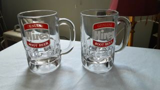 2 Vintage Drink Hires Root Beer Clear Glass Mug 8oz.