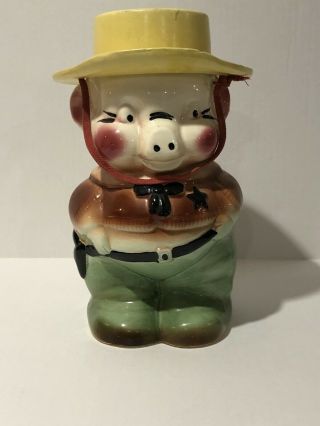 Sheriff Pig Cookie Jar Vintage Art Pottery Roseville Rrp Co Robinson Ransbottom