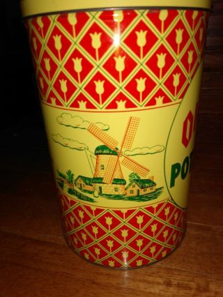 Vintage 1950 ' s Old Dutch Potato Chips One Pound Tin Can Canister Minneapolis MN 2
