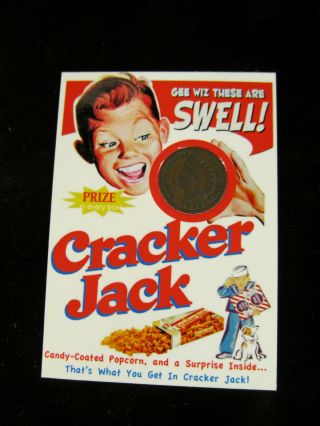 Rare Cracker Jacks Popcorn Card With 1893 Indian Head Penny American Series