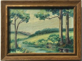 Mid Century Impressionism Landscape Oil Painting Signed Mystery Artist