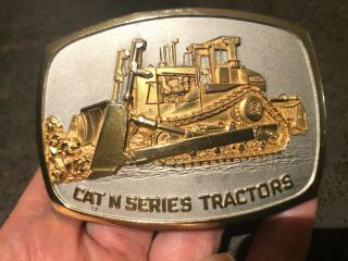 Vintage 1986 Caterpillar Tractor Cat N Series Belt Buckle Mequon Wisconsin Usa