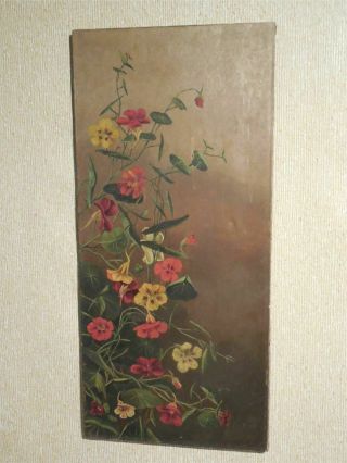 19th Century Victorian Floral Oil Painting On Canvas