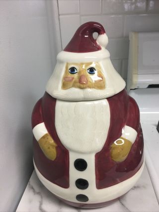 Vintage N.  S.  Gustin Santa Claus Christmas Cookie Jar Ceramic Pottery Large Usa