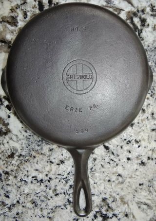 Griswold 699 Cast Iron Skillet 6 Small Logo Flat Bottom 9 " Pan Cleaned
