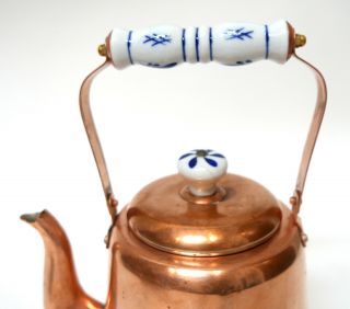 Antique Copper Teapot Tea Kettle French Gooseneck Spout with Porcelain Handle 3