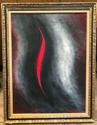 Abstract Mid Century Oil On Canvas Signed Goldstone 1970 Quality Large