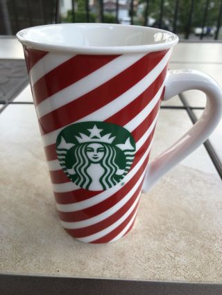 Starbucks 2019 Red White Stripe Candy Cane Holiday Coffee Tea Cup Mug 16 Oz