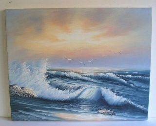 Vintage Ocean Seascape Nautical Oil Painting On Canvas