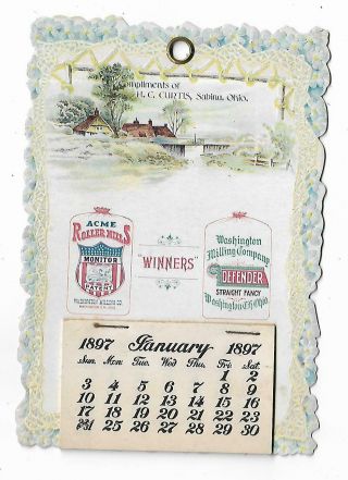 1897 Calendar Washington Mill Co C.  H.  Ohio Curtis Sabina Acme Roller Mills Flour