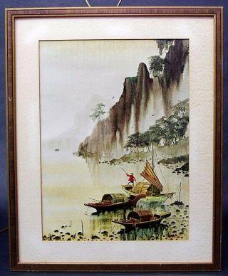 A Vtg R E Russell Fine Art Print With Asian Theme