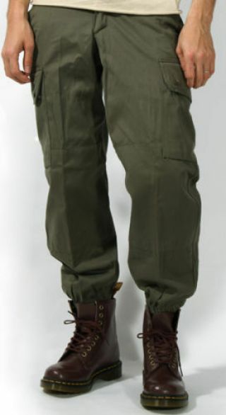 French F2 Od Field Parachute Pants Green Olive Drab Army Cargo Combat Trousers
