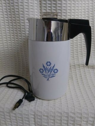 Vintage Corning 10 Cup Electric Percolator Coffee Pot In Blue Cornflower