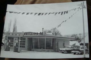 1957 Photo,  Phillips 66 Gas Station,  Colfax Washington,  B&w