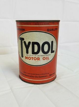 Vintage 1 Qt.  Tydol Motor Oil Can Empty