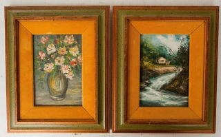 Vintage Oil On Canvas Paintings Signed " Salvador M Sanico "