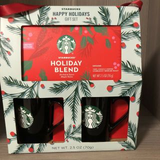 2 Starbucks Ceramic Mugs & Starbucks Holiday Blend Ground Coffee 2020 Gift Set