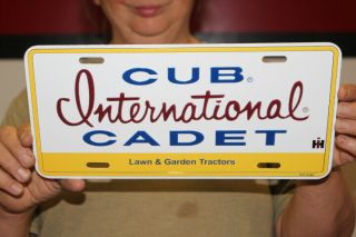 International Cub Cadet Tractor Farm Gas Oil Embossed Metal License Plate Sign