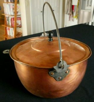 Antique Revere Stock Pot w/ Lid & Bale Handle of Revere Solid Copper 1880 - 1932 2