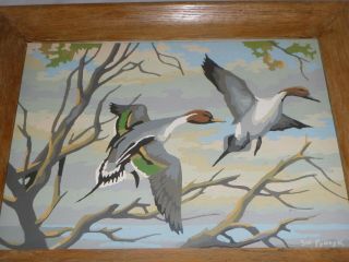 Vtg Paint By Number Painting Pbn Craft Master 1969 Ducks In Flight On The Wing