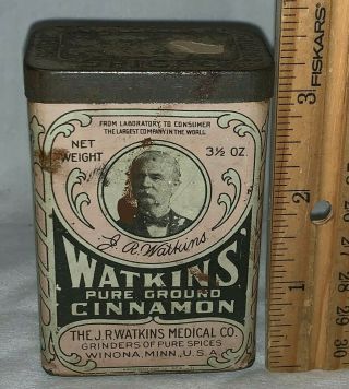 Antique J.  R.  Watkins Medical Co Cinnamon Spice Tin Litho Can Winona Mn Early Old