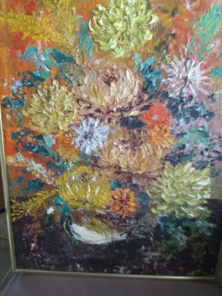 IMPRESSIONISTIC STILL LIFE PAINTING 1960 ' S OIL ON BOARD SIGNED A.  B. 2