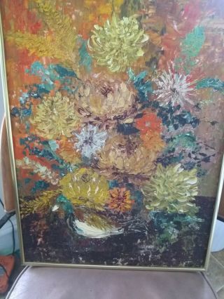 IMPRESSIONISTIC STILL LIFE PAINTING 1960 ' S OIL ON BOARD SIGNED A.  B. 3