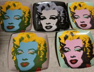 Set Of 5 Precidio Objects Marilyn Monroe Pop Art Andy Warhol 8 " Melamine Plates