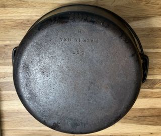 10” Wagner Ware Cast Iron Dutch Oven 5qt.  Camping Cookware H Unmarked USA Pot 3