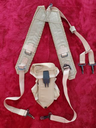 Military/army Alice Y Suspenders Lbe Load Bearing Harness Tan W/m4 Mag Pouch