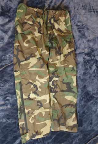 Bdu Woodland Camouflage Trousers Extended Cold Rain Pants Large Regular Gore - Tex