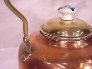 Old Dutch Copper Brass Delft Handle knob Tea pot Holland Gooseneck coffee Kettle 3