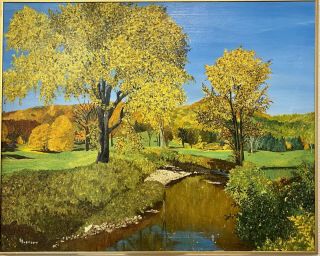 Sylvia M Iverson Oil Painting On Canvas Fall Scene 24x30 Framed