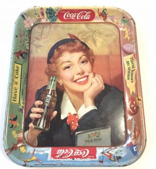 Vintage Drink Coca Cola Advertising Tray Thirst Knows No Season Have A Coke Menu