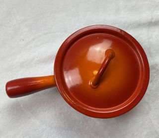 Vintage Descoware 7 - A 14 R Fe Flame Orange Cast Iron Enamel Belgium Saucepan