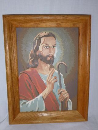 Vtg Paint By Number Craft Master 1963 Jesus With Staff Religious Subjects