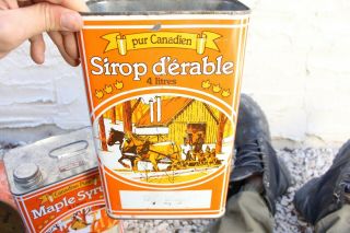 Vintage Maple Syrup Tin/can Canadian Pure Horse Drawn Graphic 4 Litres