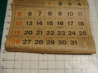 Vintage Calendar: 1930 Nyalyptus golden cough syrup,  torn,  marked 3