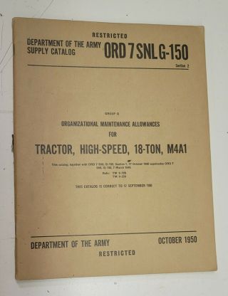 Tractor,  High - Speed 18 Ton,  M4a1 Snl G - 150 Ord 7