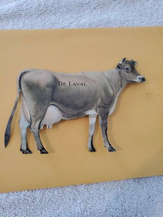 Antique De Laval Cream Separators Tin Litho Standing Cow Advertisment 4 7/8 "
