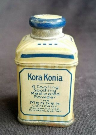 Old Advertising Tin Kora Konia Medicated Powder Mennen Co Newark Nj Montreal