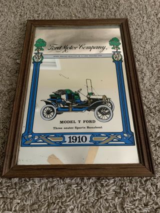 Antique Ford Motor Company Model T Ford 1910 Framed Mirror 13 X 9 Inches