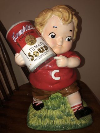 Campbell’s Soup Ceramic Cookie Jar - Boy With Tomato Soup - 2005