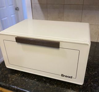 Vintage Ekco Metal Bread Box / Cabinet W/ 1 Shelf Cutting Board Lid