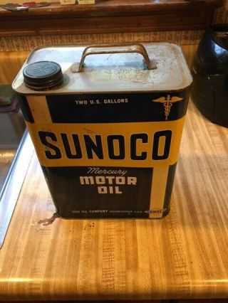 Vintage Sunoco 2 Gallon Mercury Motor Oil Sae 30 Can