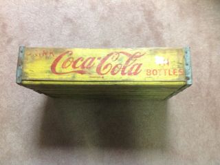 Vintage Coca - Cola Wooden Yellow 24 Bottle Crate Carrier Box - 1966 Chattanooga