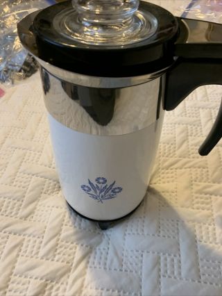 Vintage Corning 10 Cup Percolator Coffee Pot Electric Trivet No Cord