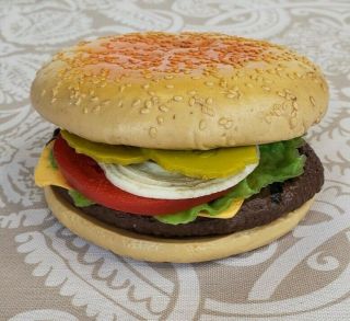 Vintage 1987 Burger King Whopper Burger Realistic Play Food Pretend Toy Prop 80s